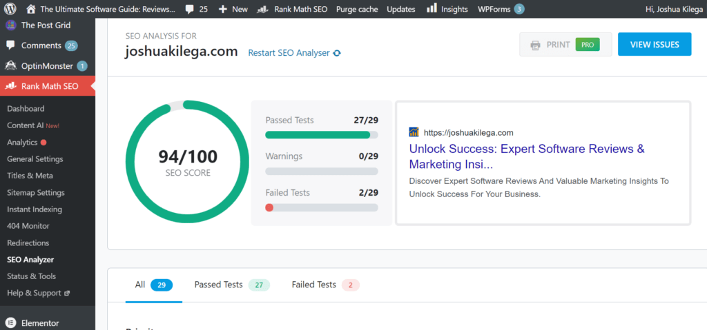 RankMaths SEO Analysis