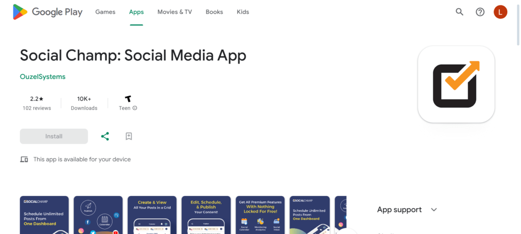 SocialChamp mobile app