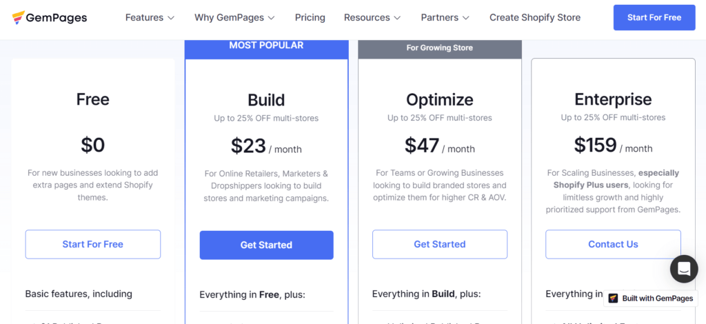 Gempages Pricing