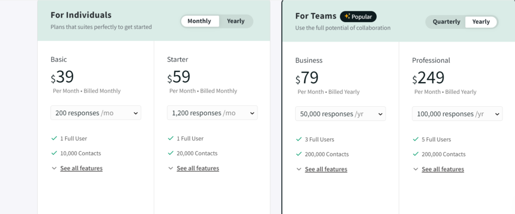 SurveySparrow Pricing