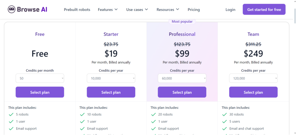 browse.ai pricing