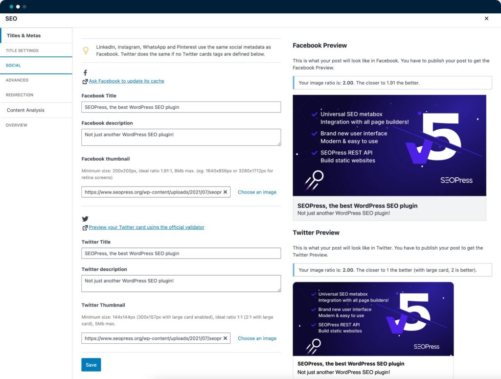 seopress social facebook twitter preview