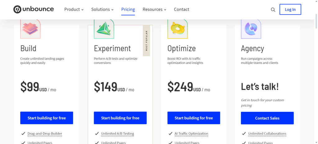 unbounce pricing